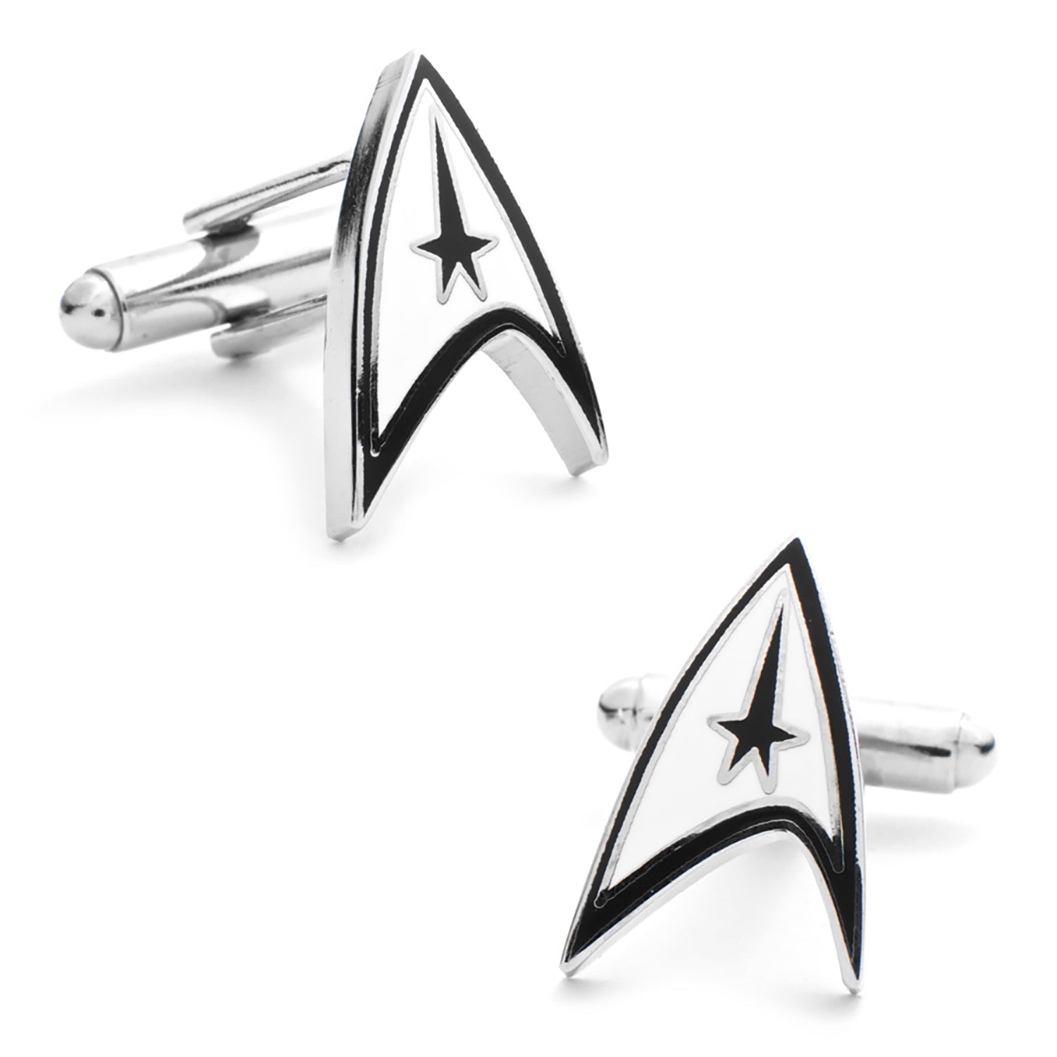 Star Trek Starfleet communicator badge cufflinks in silver finish