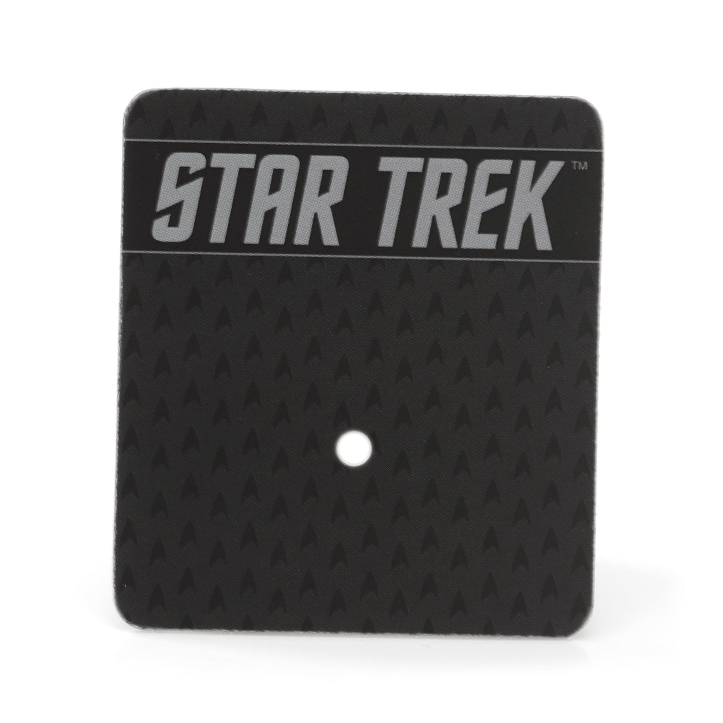 Official Star Trek lapel pin on suit jacket