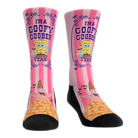 SpongeBob SquarePants Goofy Goober Knit Crew Socks featuring colorful graphic design