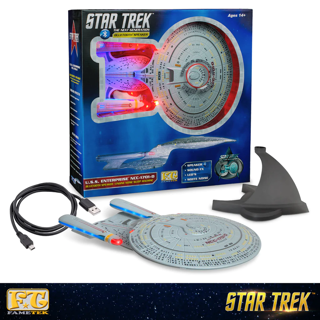Star Trek: The Next Generation U.S.S. Enterprise NCC-1701-D en haut-parleur Bluetooth¬æ avec machine de sommeil, LED et effets sonores