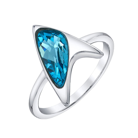 Star Trek x RockLove Blue Crystal Delta Ring on a hand for scale
