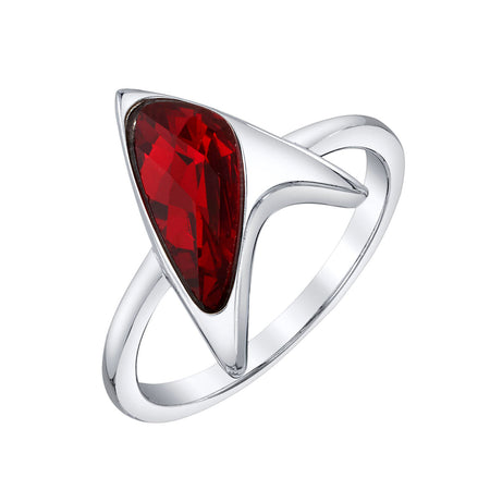 Close-up of garnet red cubic zirconia Starfleet Delta