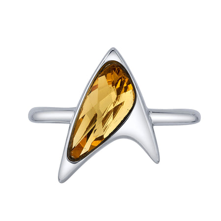 Star Trek x RockLove Yellow Crystal Delta Ring in sterling silver