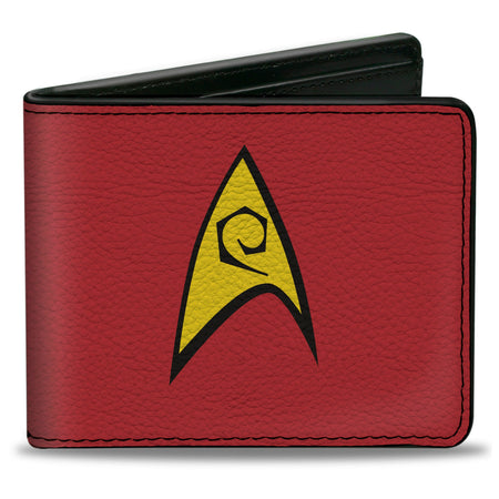 Front view of Star Trek Starfleet Operations Insignia Bi-Fold Wallet in red