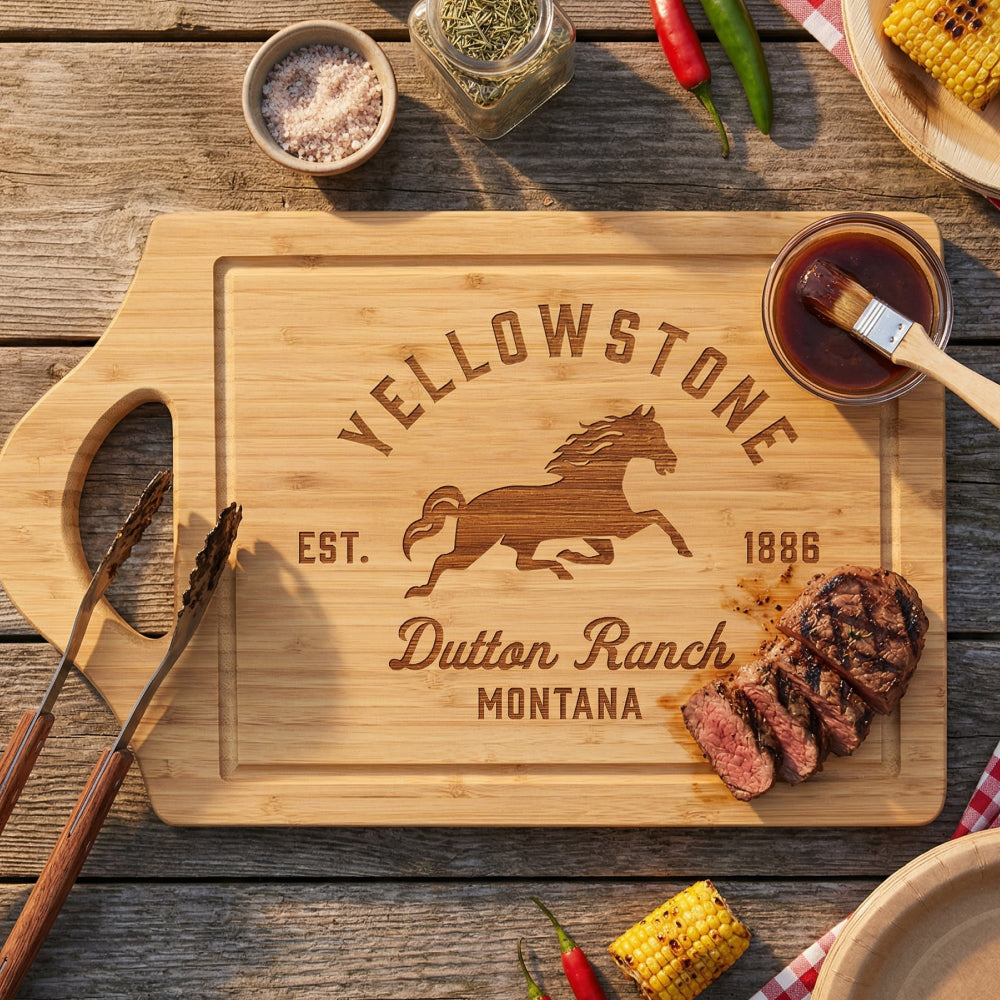 Yellowstone Dutton Ranch Montana Lasergraviertes Schneidebrett