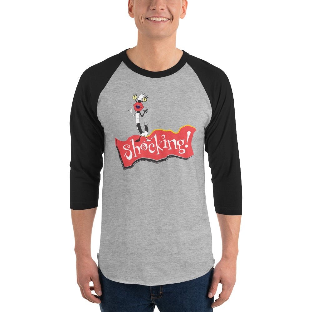 Aaahh!!! Real Monsters Oblina Shocking! Unisex 3/4 Sleeve Raglan Shirt - Paramount Shop