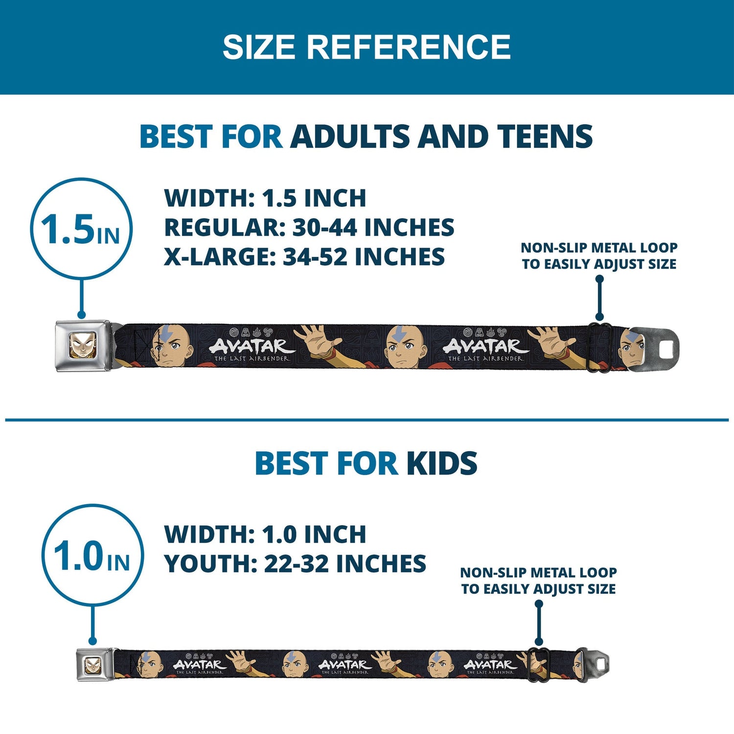 Avatar: The Last Airbender Aang Face and Logo Seatbelt Belt - Paramount Shop