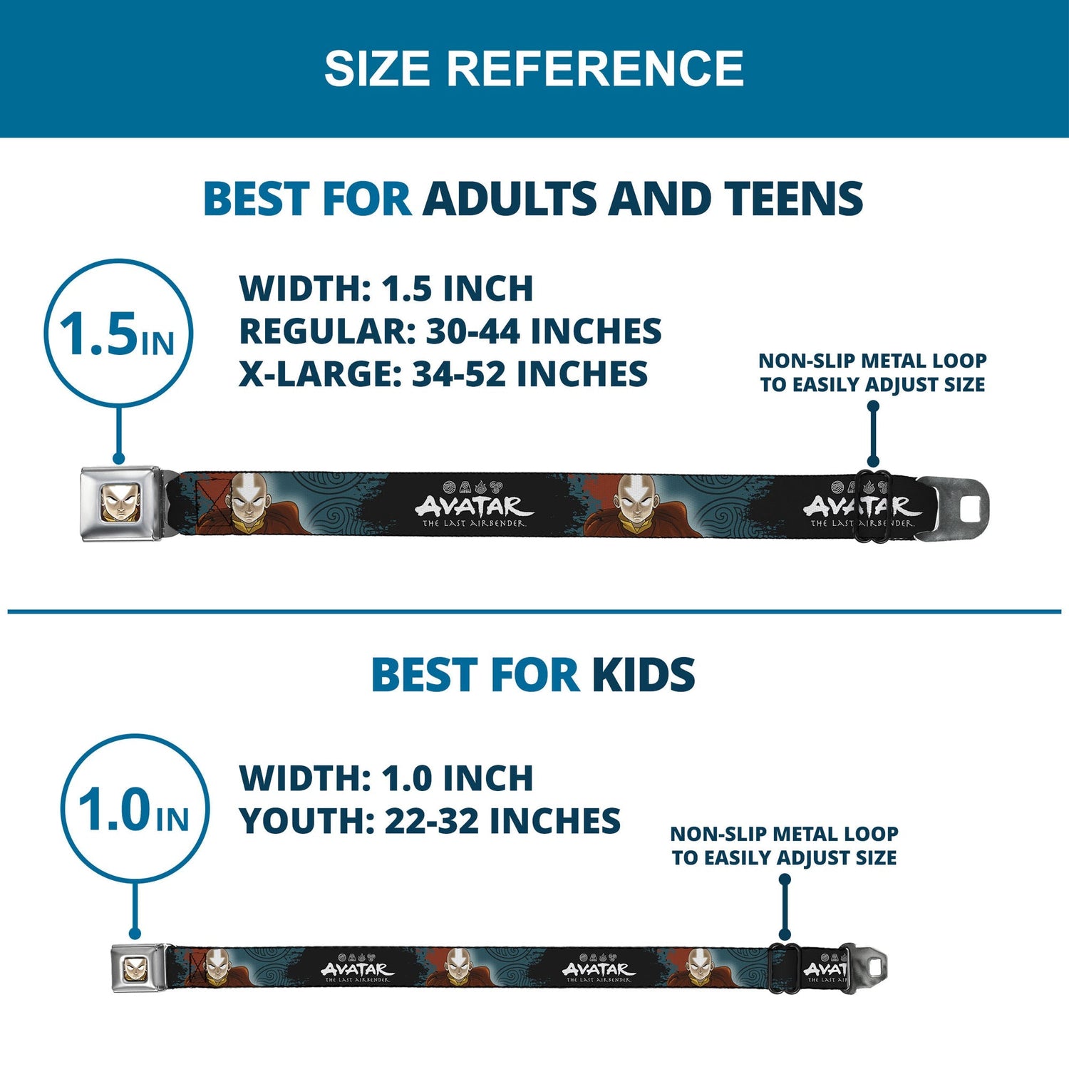 Avatar: The Last Airbender Aang Face Graphic Seatbelt Belt - Paramount Shop