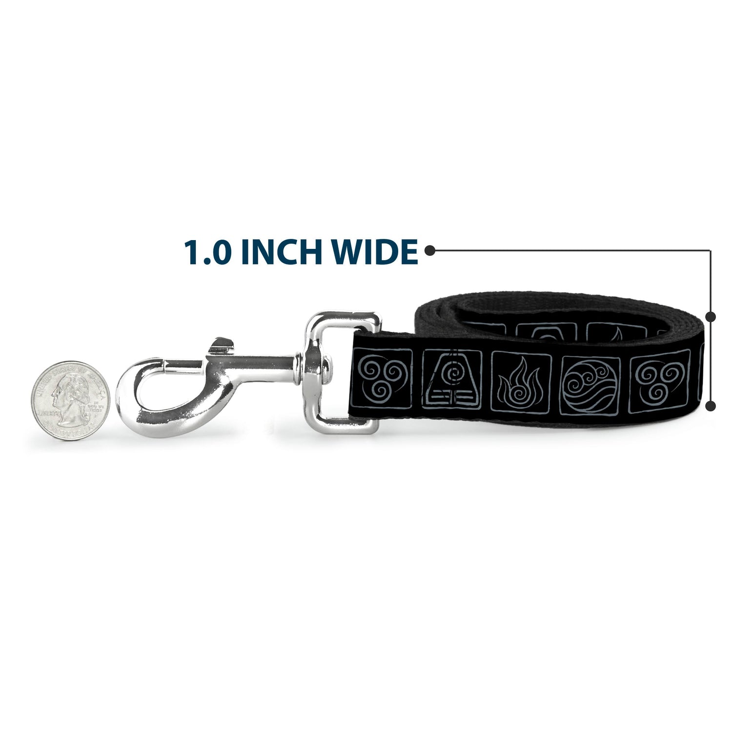 Avatar The Last Airbender Elements Icons Black Dog Leash - Paramount Shop