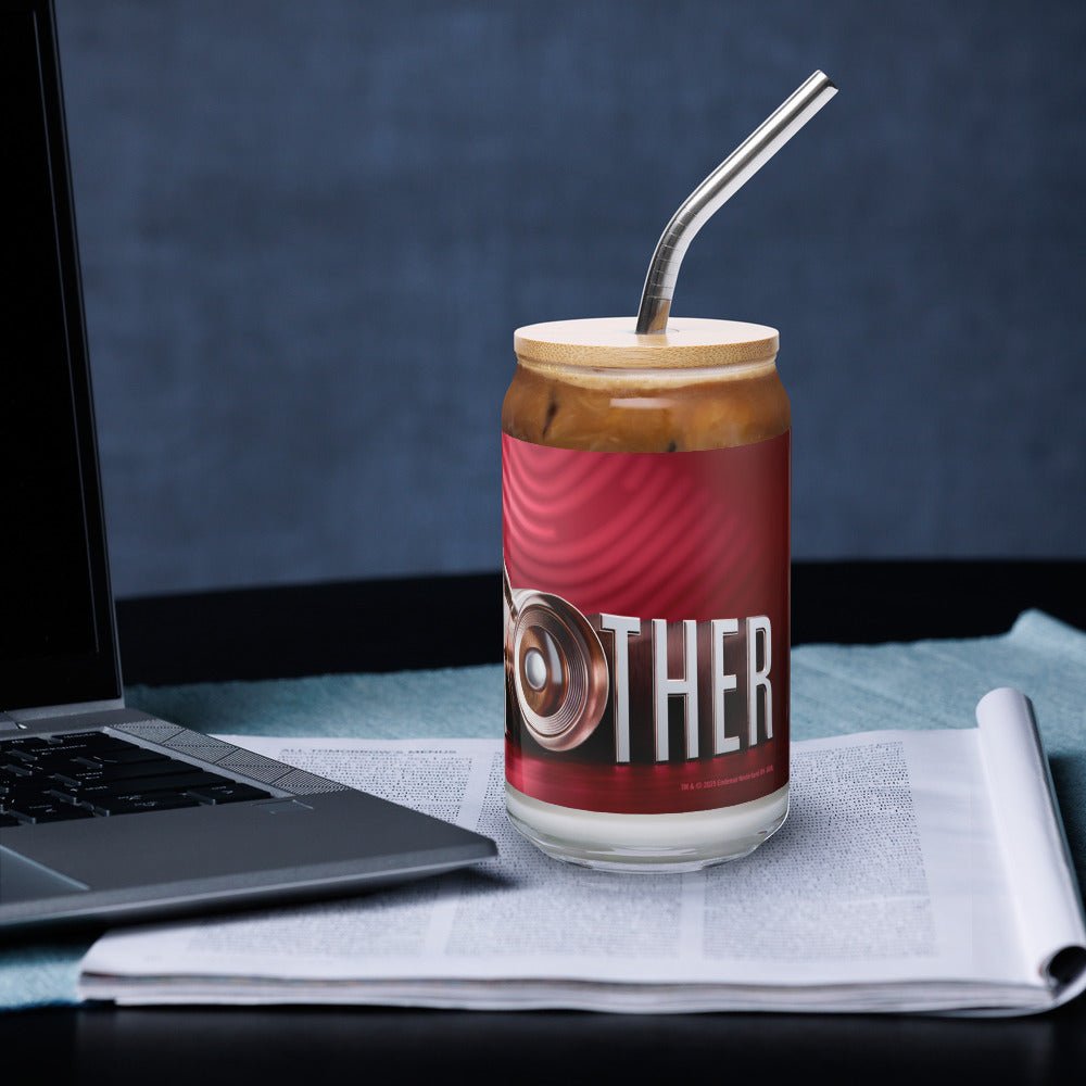 Big Brother Gold Magnifying Glass Can - Shaped Glass with Lid and Straw - Paramount Shop