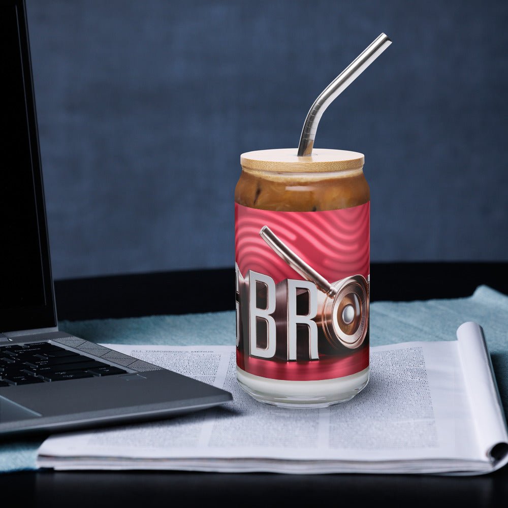 Big Brother Gold Magnifying Glass Can - Shaped Glass with Lid and Straw - Paramount Shop