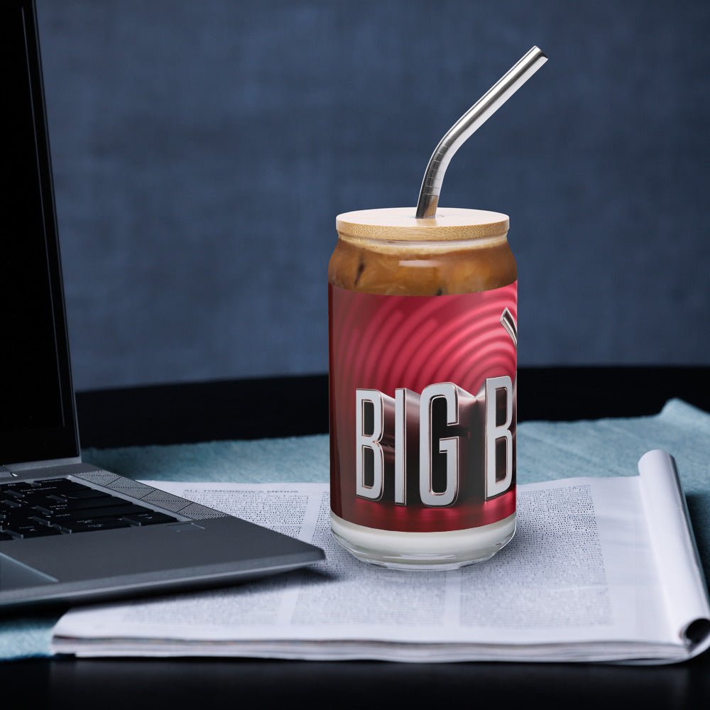 Big Brother Gold Magnifying Glass Can - Shaped Glass with Lid and Straw - Paramount Shop
