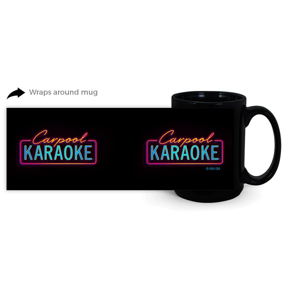 Carpool Karaoke Neon Logo 11 oz Black Mug - Paramount Shop