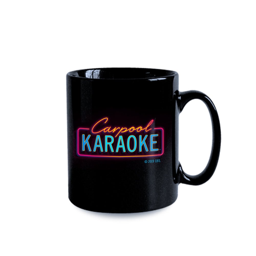 Carpool Karaoke Neon Logo 11 oz Black Mug - Paramount Shop