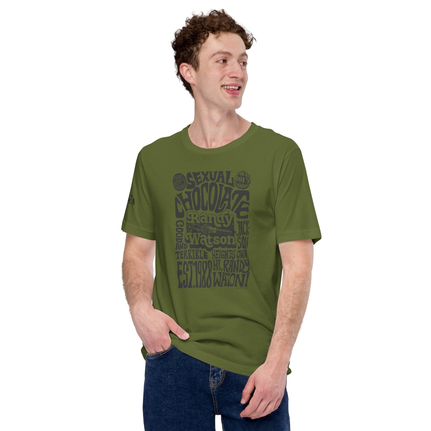 thumbnail image 2 of Sexual Chocolate Mr Randy Watson Soul Glo Brown Basic Men's T-Shirt 2 of 10