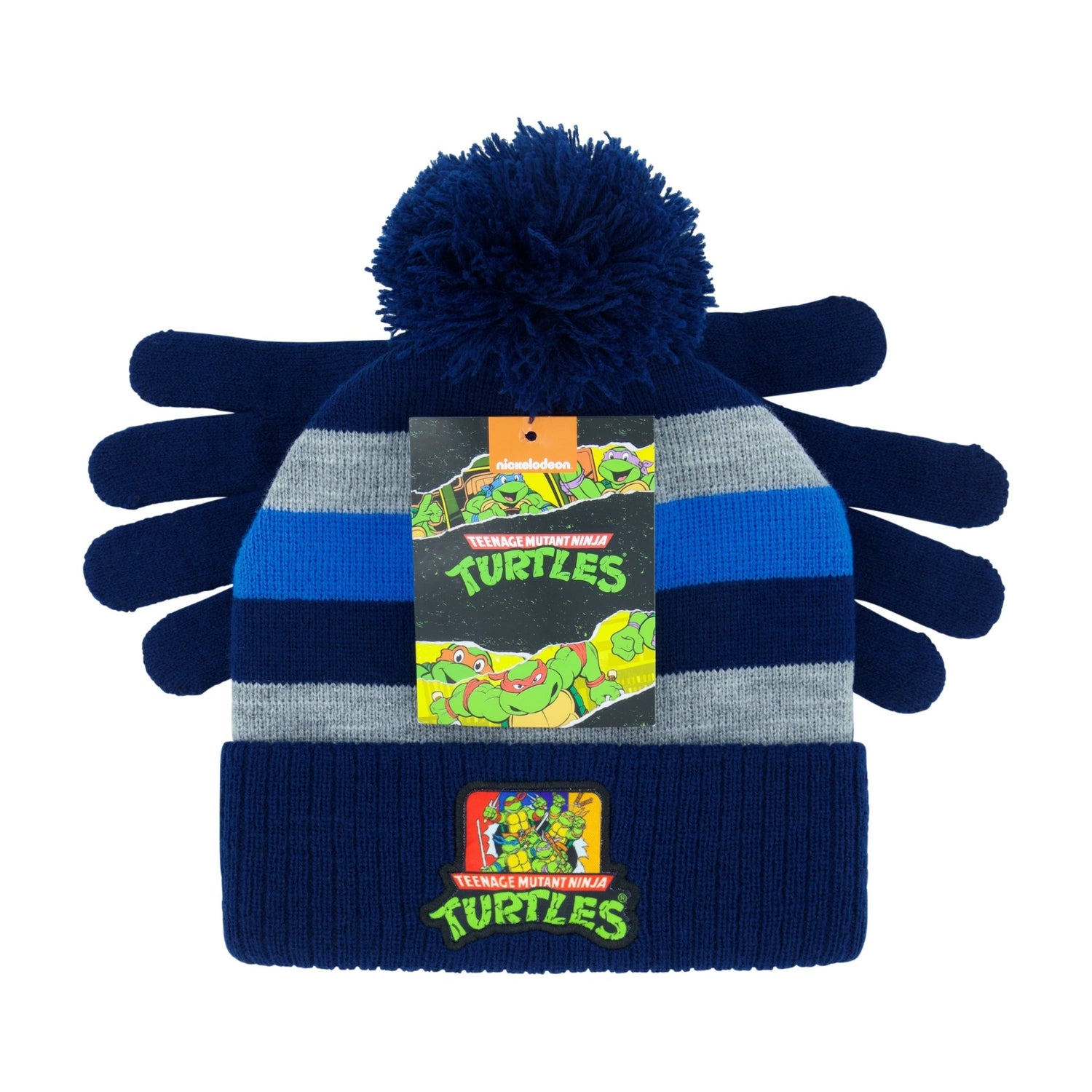 Concept One boys Teenage Mutant Ninja Turtles Beanie Hat and Gloves Set, Tmnt Kids Cuff Winter Knit Cap and Mittens - Paramount Shop