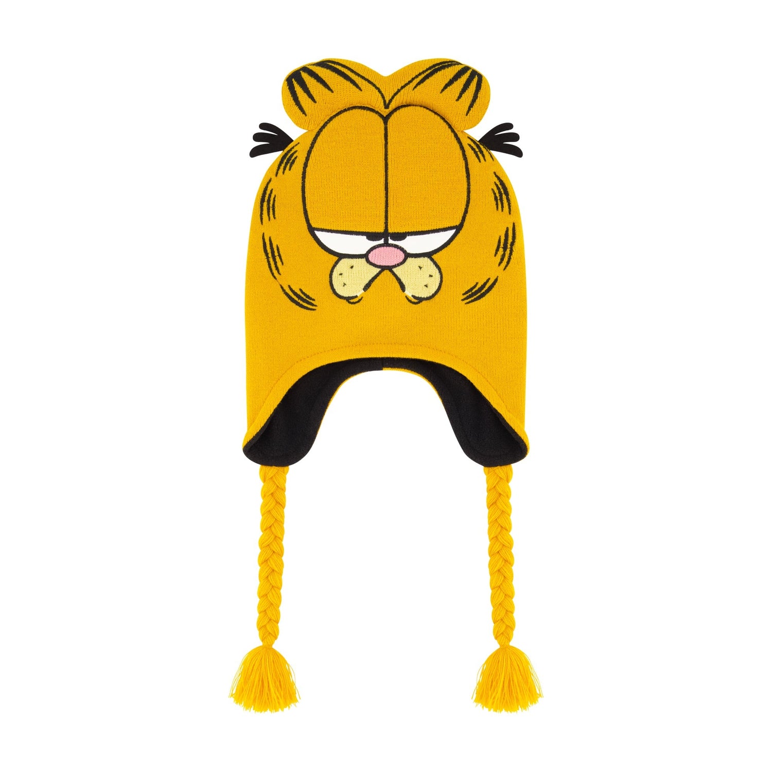 Concept One Garfield Beanie Hat, Peruvian Winter Knit Cap with 3D Cat Ears and Tassels - Paramount Shop