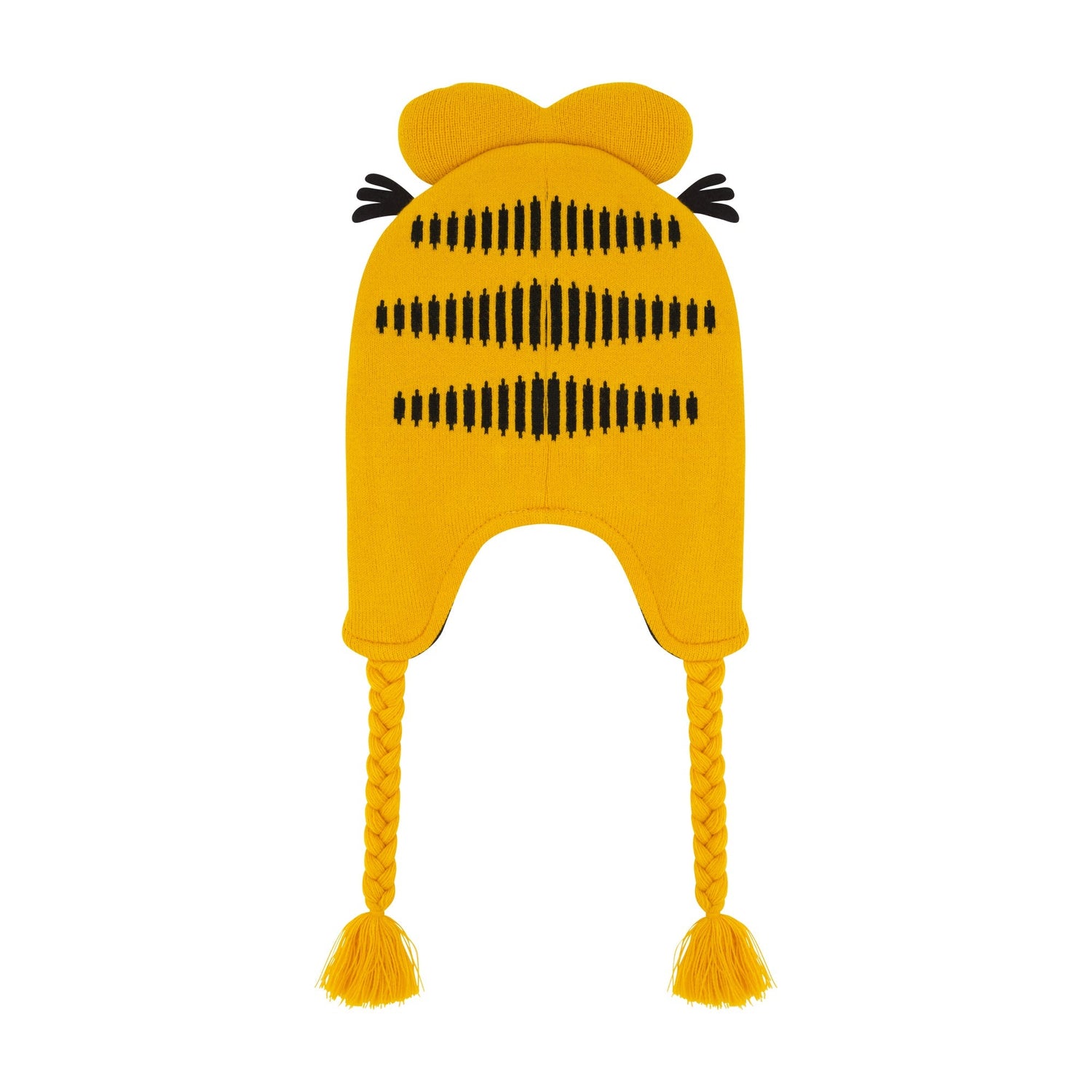 Concept One Garfield Beanie Hat, Peruvian Winter Knit Cap with 3D Cat Ears and Tassels - Paramount Shop