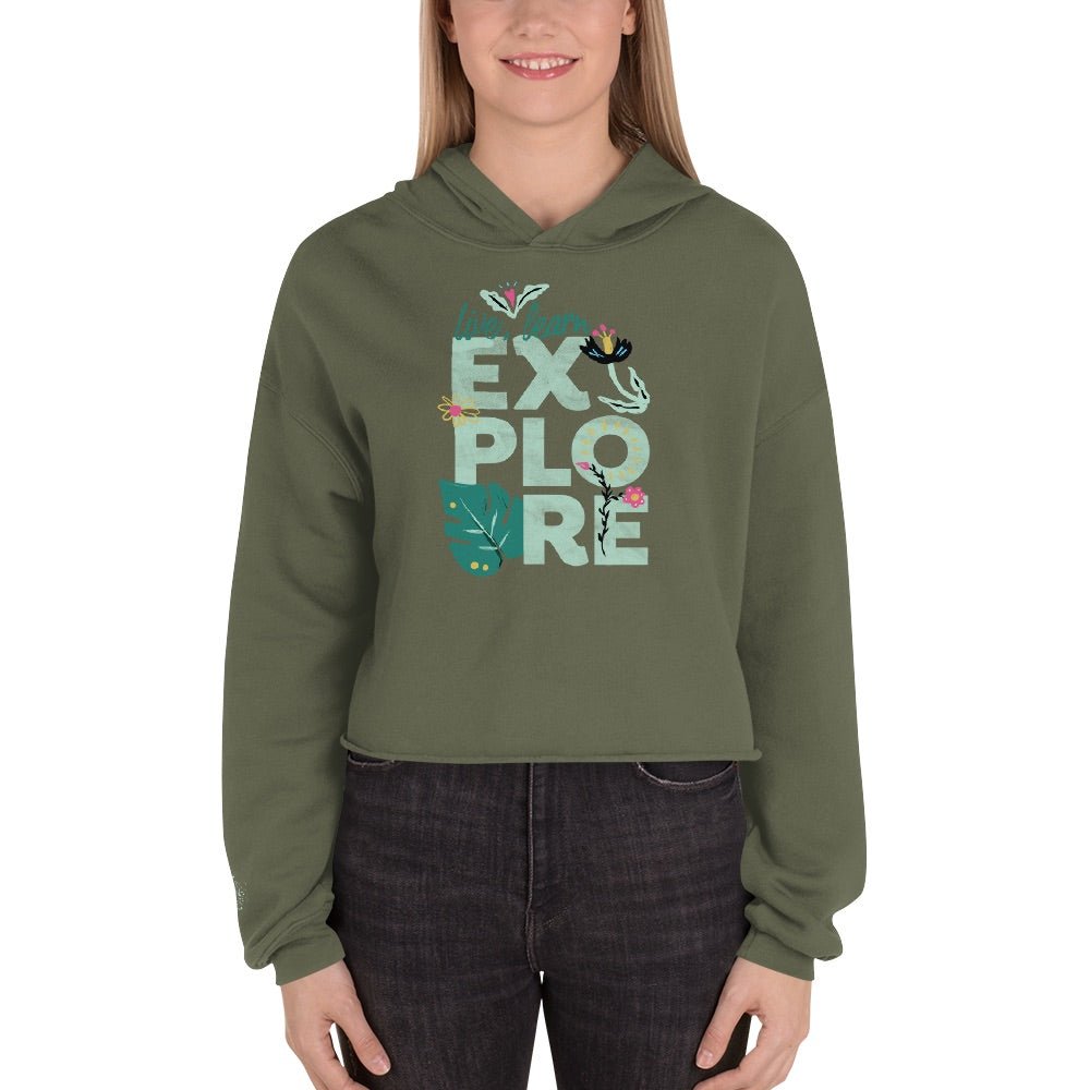 Dora the Explorer Live, Learn, Explore Women's Fleece Crop Hooded Sweatshirt - Paramount Shop