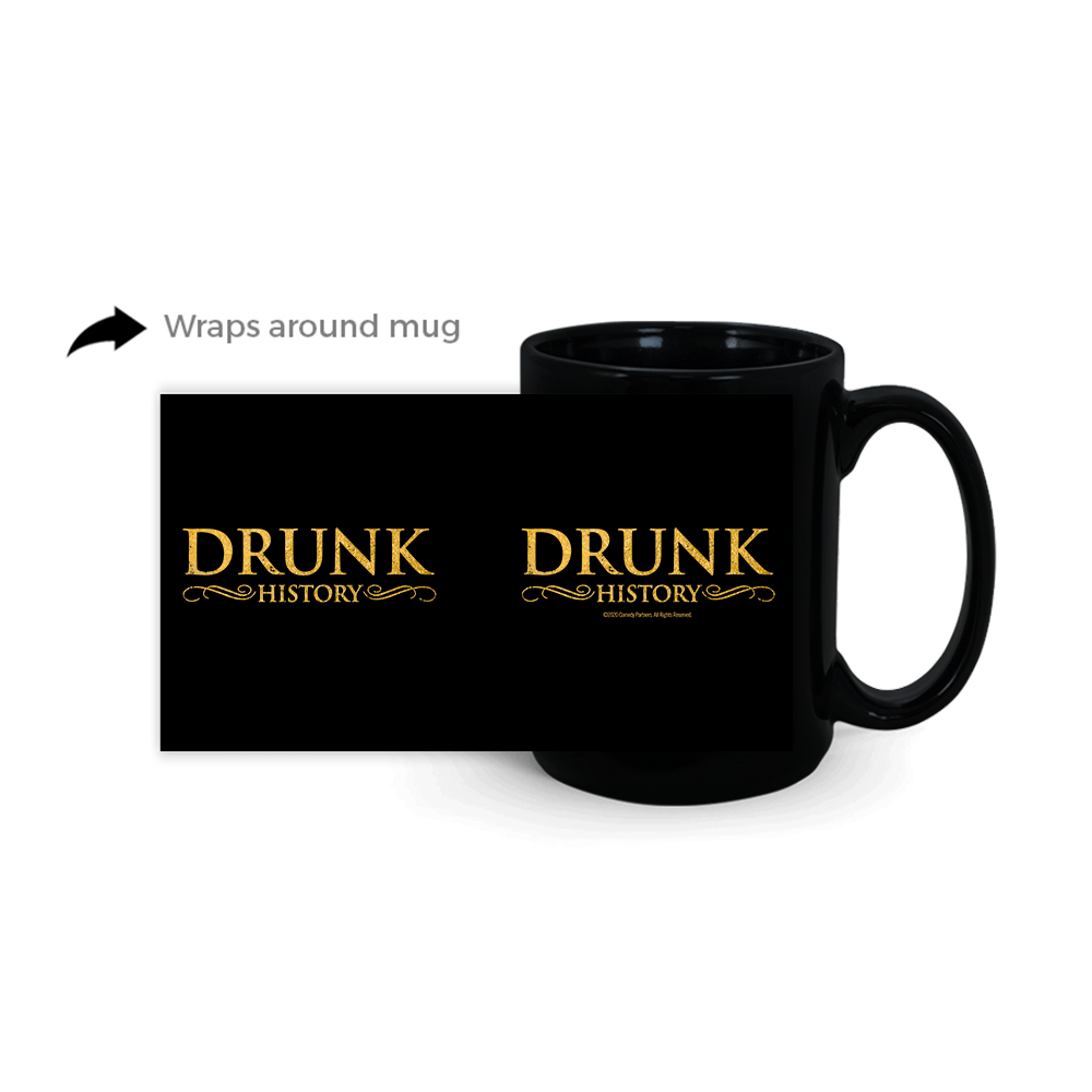 Drunk History Gold Logo Black Mug - Paramount Shop