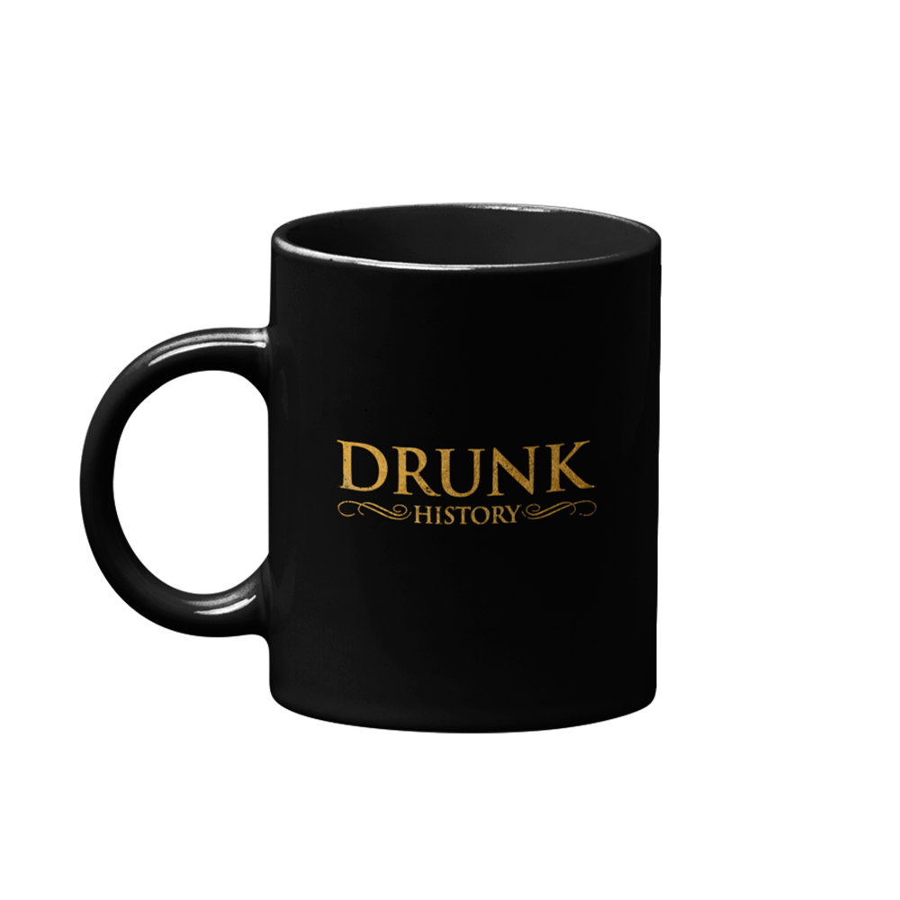 Drunk History Gold Logo Black Mug - Paramount Shop
