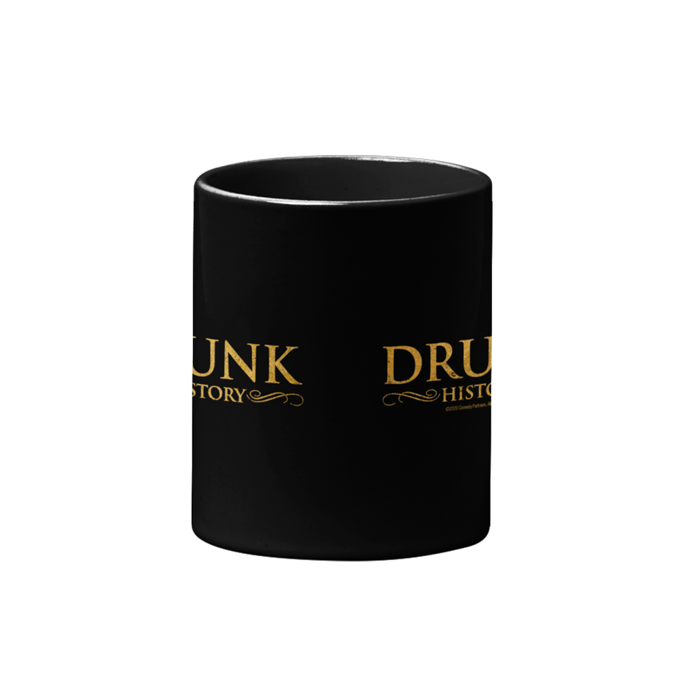 Drunk History Gold Logo Black Mug - Paramount Shop