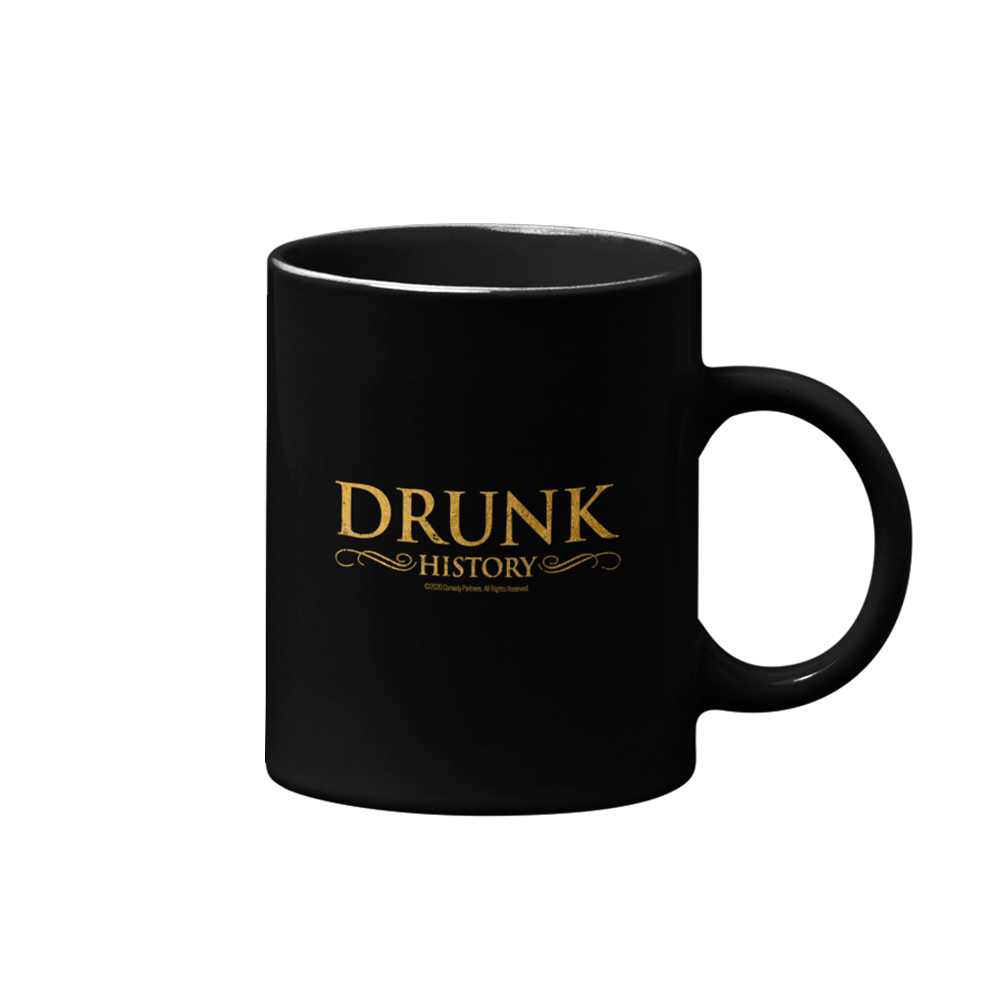 Drunk History Gold Logo Black Mug - Paramount Shop