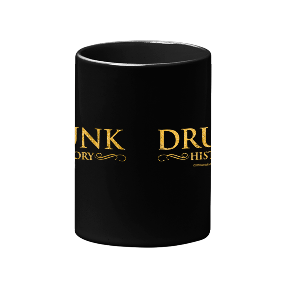 Drunk History Gold Logo Black Mug - Paramount Shop