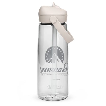 Side view of the durable CamelBak hydration flask with Paramount branding.