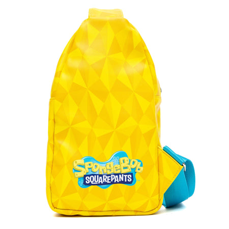 Nickelodeon SpongeBob SquarePants Crossbody Sling Bag SpongeBob and Friends Pose Applique Vegan Leather Adjustable Straps Yellow - Paramount Shop