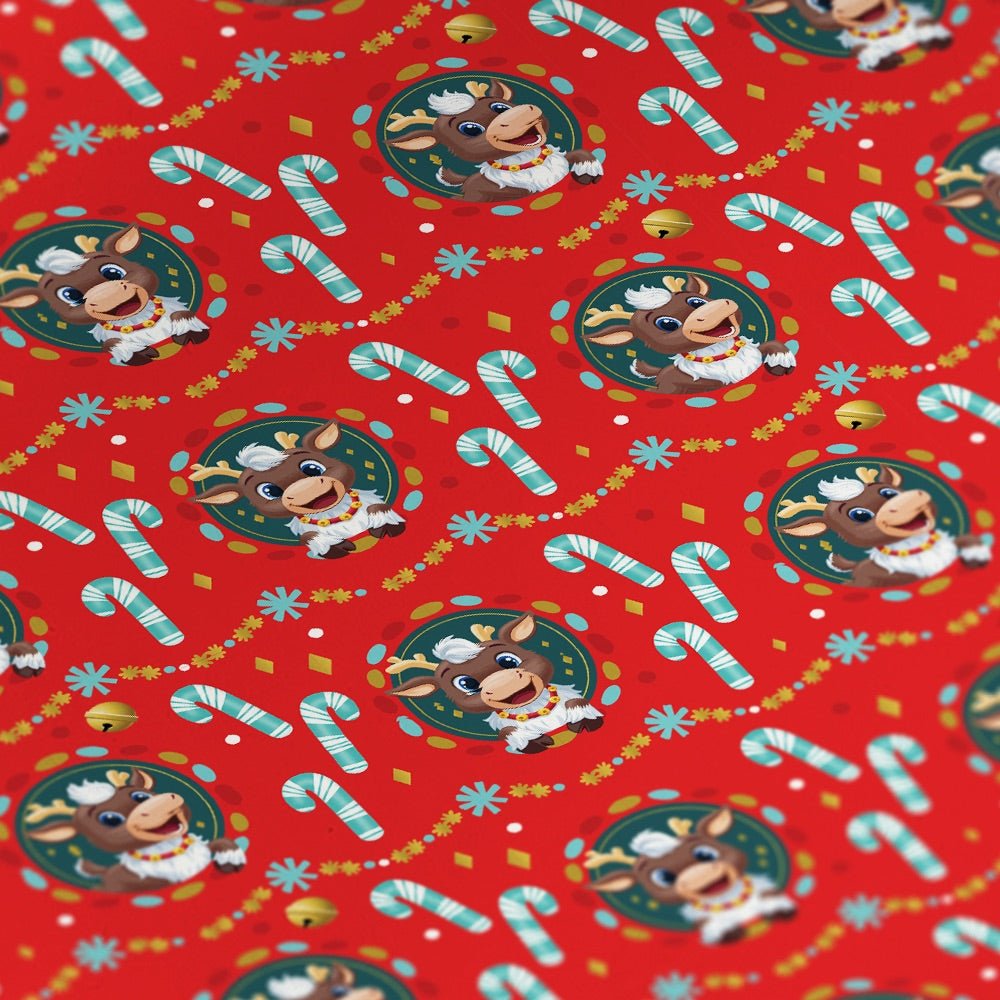 Reindeer in Here Candy Cane Wrapping Paper - Paramount Shop