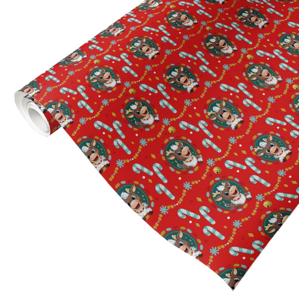 Reindeer in Here Candy Cane Wrapping Paper - Paramount Shop