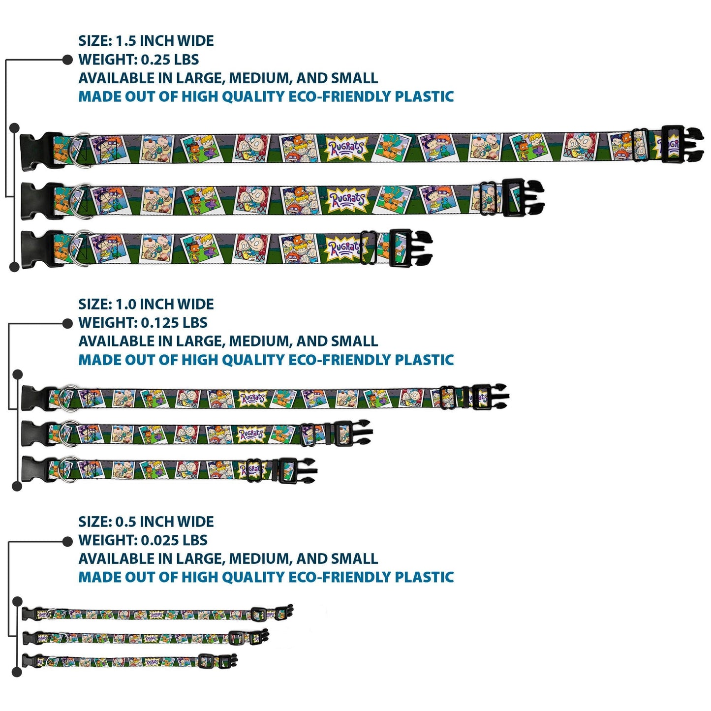 Rugrats Character Snapshots Durable Plastic Clip Dog Collar - Paramount Shop