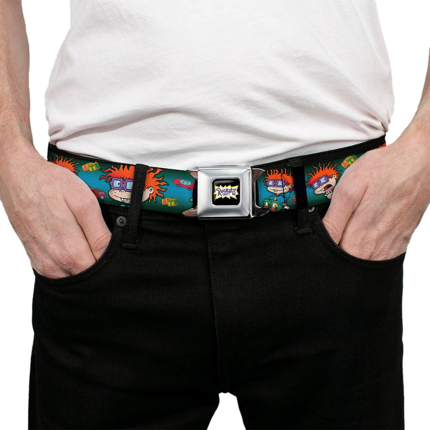 Rugrats Chuckie Poses Logo Full Color Seatbelt Belt - Paramount Shop