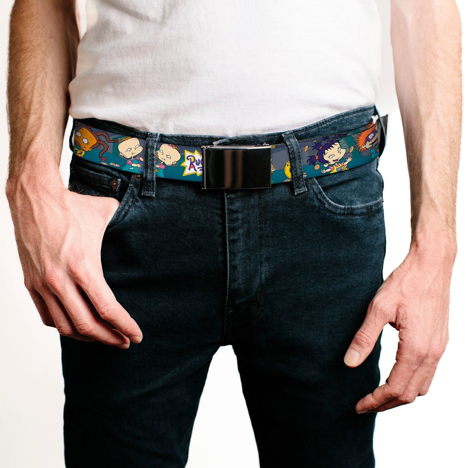 Rugrats Cookie Scene Black Buckle Webbing Apparel Belt - Paramount Shop