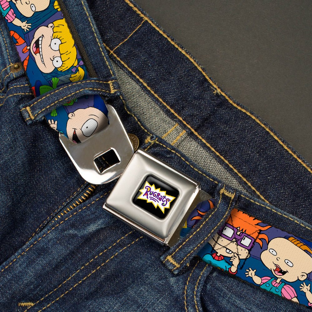 Rugrats Group Pose Reptar Logo Full Color Seatbelt Belt - Paramount Shop