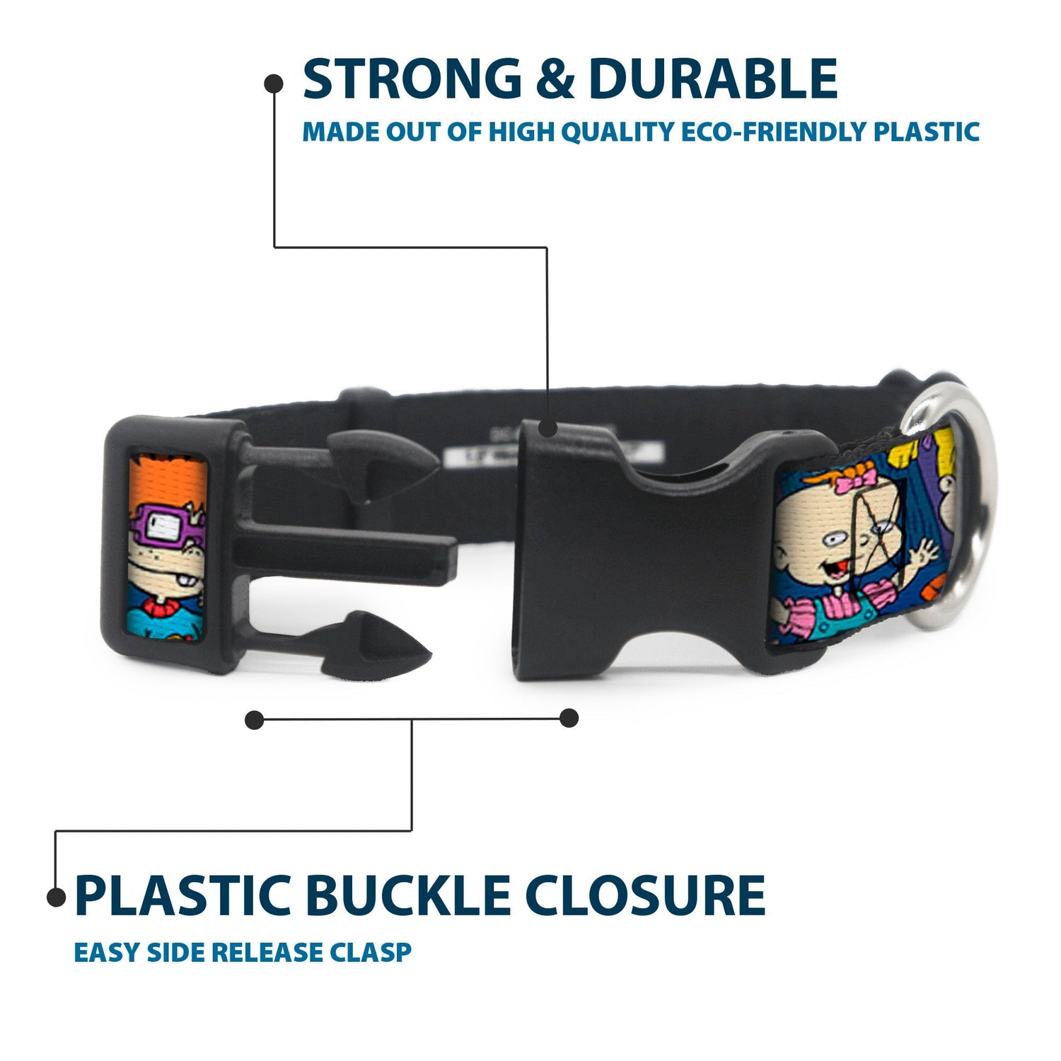 Rugrats Group Pose with Reptar Plastic Clip Pet Collar - Paramount Shop