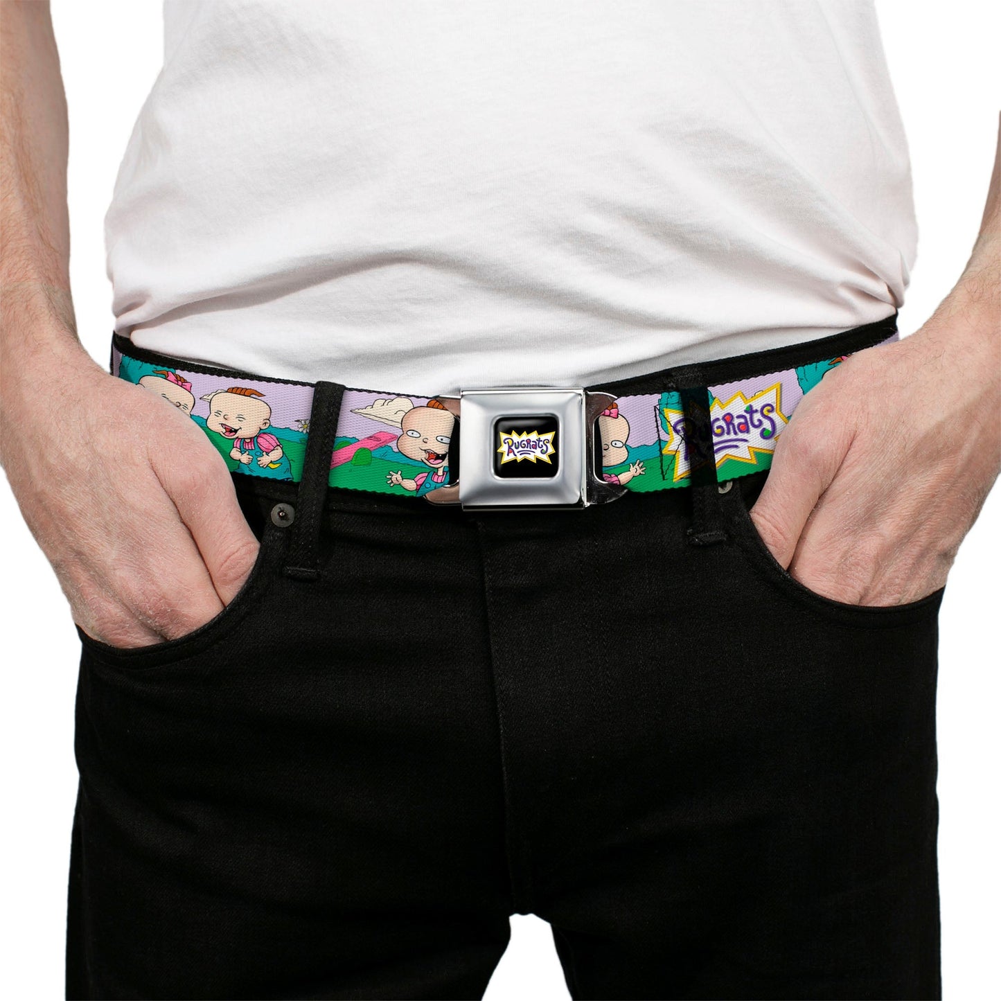 Rugrats Lil & Phil Outdoor Poses Logo Seatbelt Webbing Belt - Paramount Shop