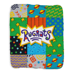 Rugrats Grau gemusterte Sherpa-Decke - Weiß / 50 in x 60 in