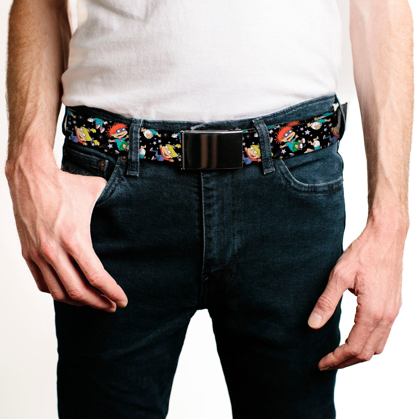 Rugrats Space Characters Scattered Black Web Belt - Paramount Shop