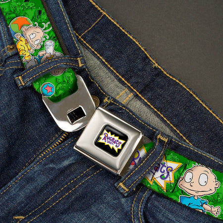 Rugrats Tommy & Dill Logo Full Color Green Seatbelt Belt - Paramount Shop