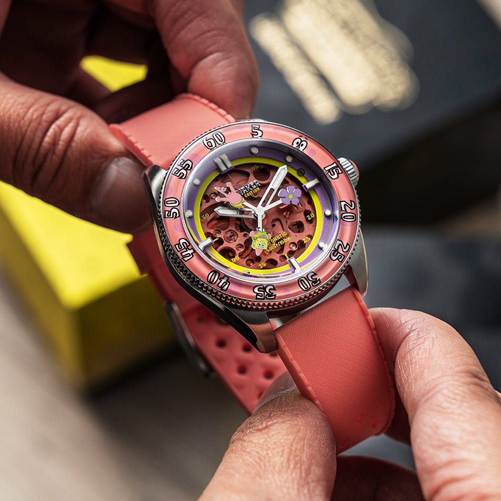 Spinnaker Croft Mid - Size Skeleton Automatic SpongeBob SquarePants Limited Edition Pink Watch - Paramount Shop
