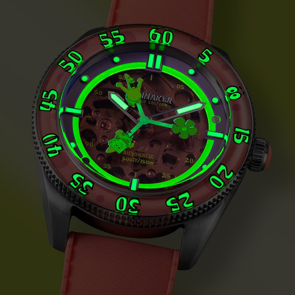 Spinnaker Croft Mid - Size Skeleton Automatic SpongeBob SquarePants Limited Edition Pink Watch - Paramount Shop