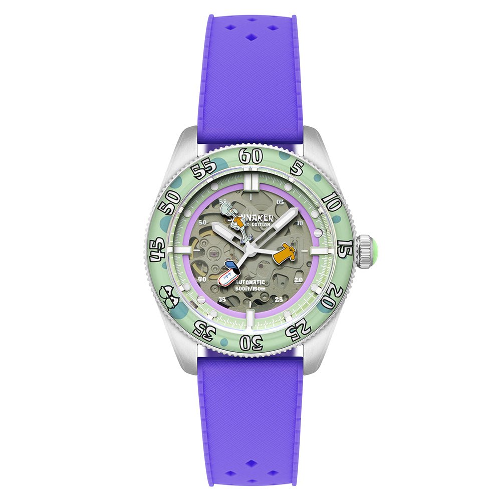 Spinnaker Croft Mid - Size Skeleton Automatic SpongeBob SquarePants Limited Edition Purple Watch - Paramount Shop