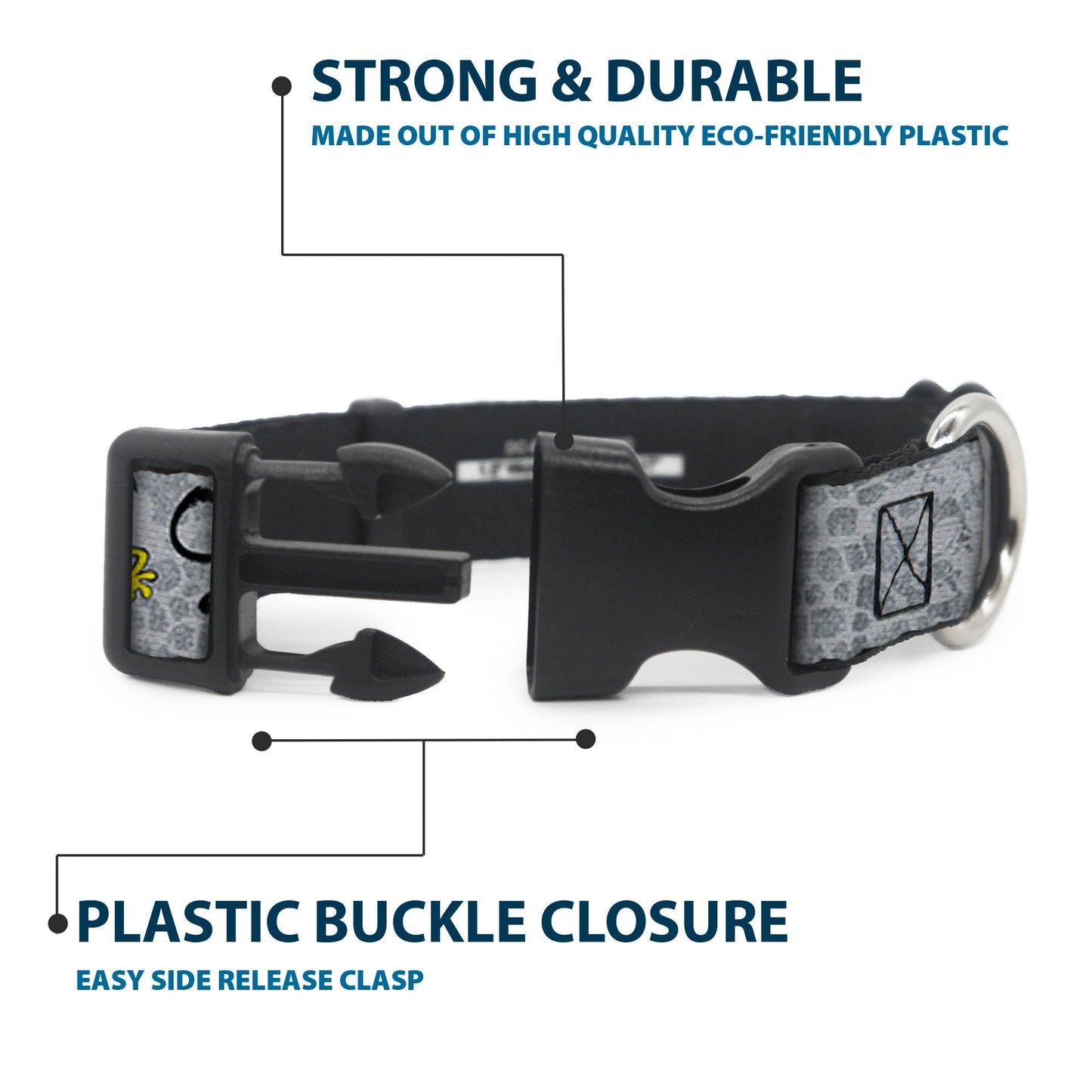 SpongeBob Dog Collar 3 - Poses SPONGEITUDE Plastic Clip Adjustable Grays/Black - Paramount Shop