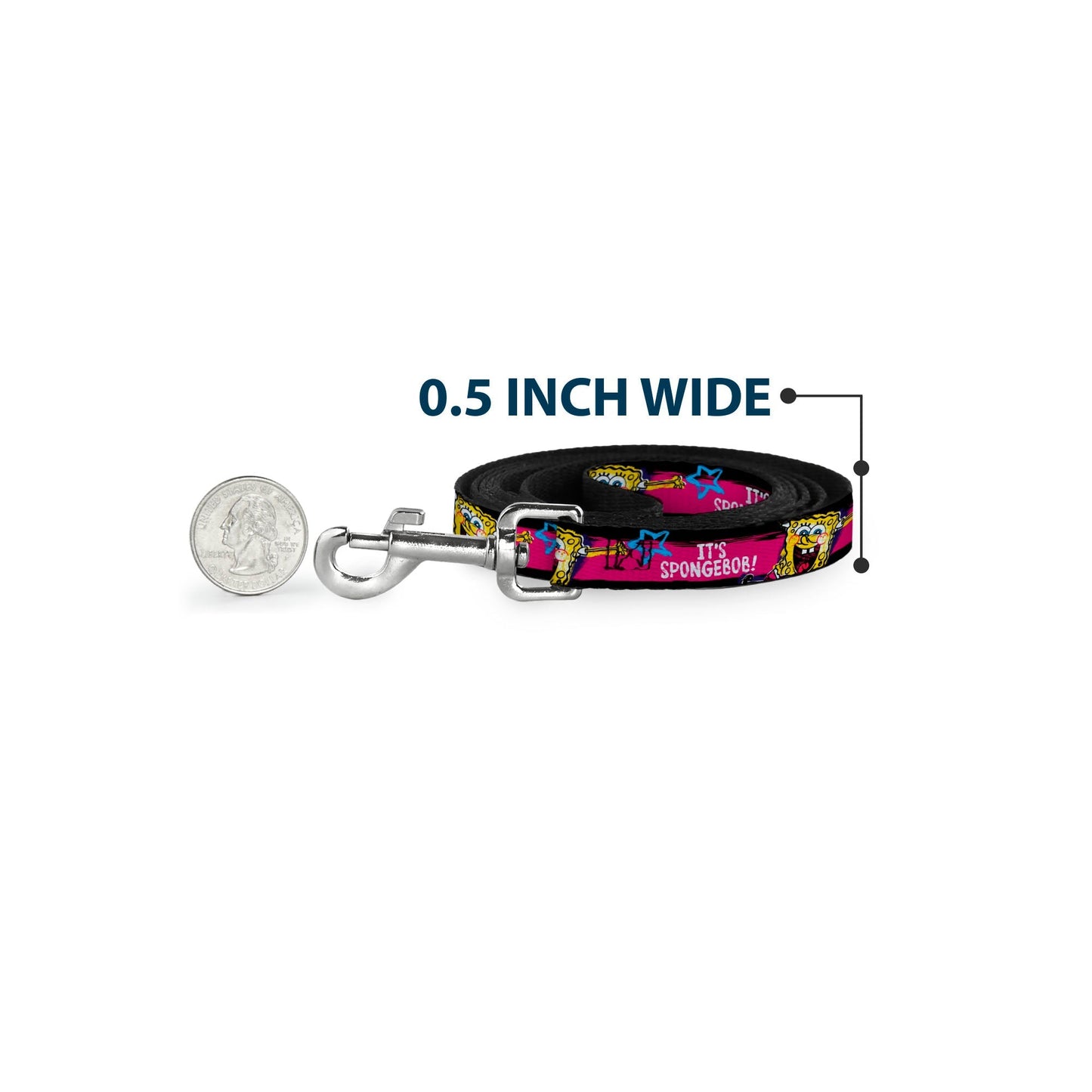 SpongeBob Dog Leash Pose IT'S SPONGEBOB! Stripe Black/Pink/Blue/White Various Sizes - Paramount Shop