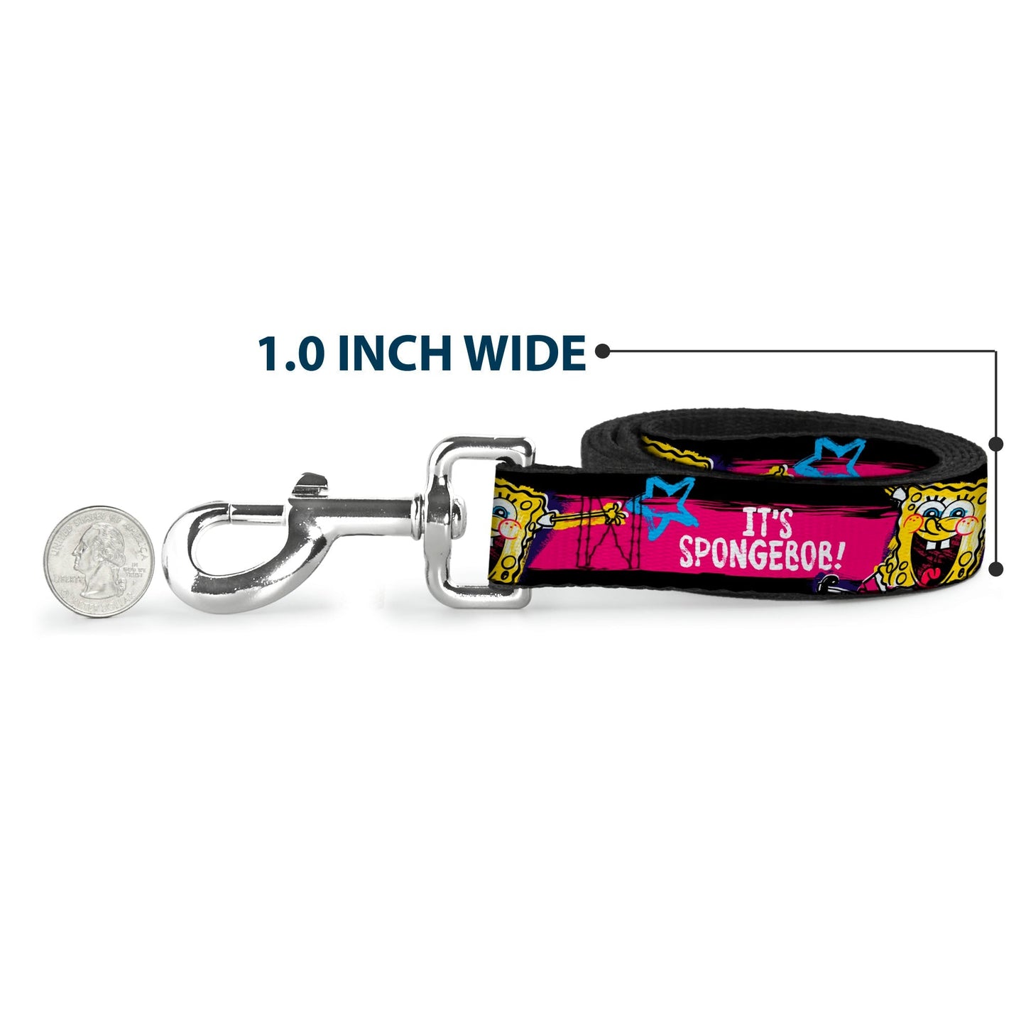 SpongeBob Dog Leash Pose IT'S SPONGEBOB! Stripe Black/Pink/Blue/White Various Sizes - Paramount Shop