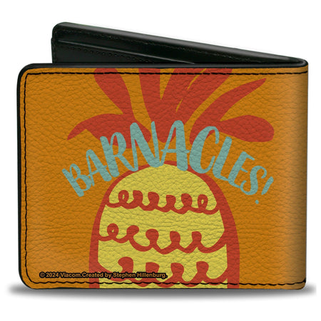 SpongeBob SquarePants Bi - Fold Wallet Close - Up Face Pineapple Blocks Vegan Leather - Paramount Shop