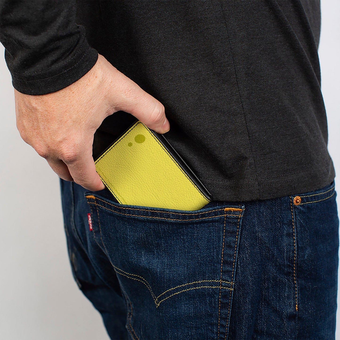 SpongeBob SquarePants Bi - Fold Wallet Eyes Close - Up Yellow Vegan Leather - Paramount Shop
