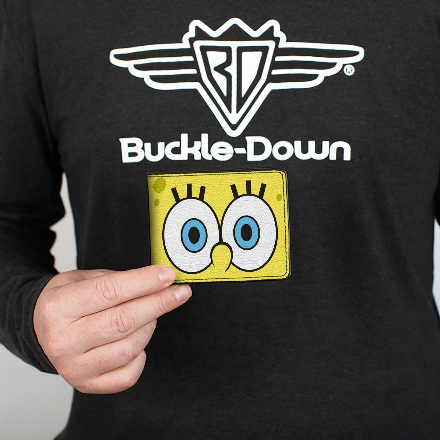 SpongeBob SquarePants Bi - Fold Wallet Eyes Close - Up Yellow Vegan Leather - Paramount Shop